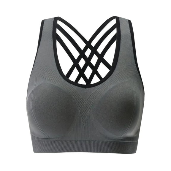 Top-kevin Seamless Backless Sports Bra, Solid Color High Stretch Cross Back Straps Yoga Sports Bra Women's Activewear