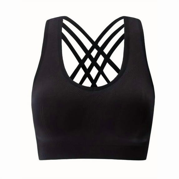 Top-kevin Seamless Backless Sports Bra, Solid Color High Stretch Cross Back Straps Yoga Sports Bra Women's Activewear