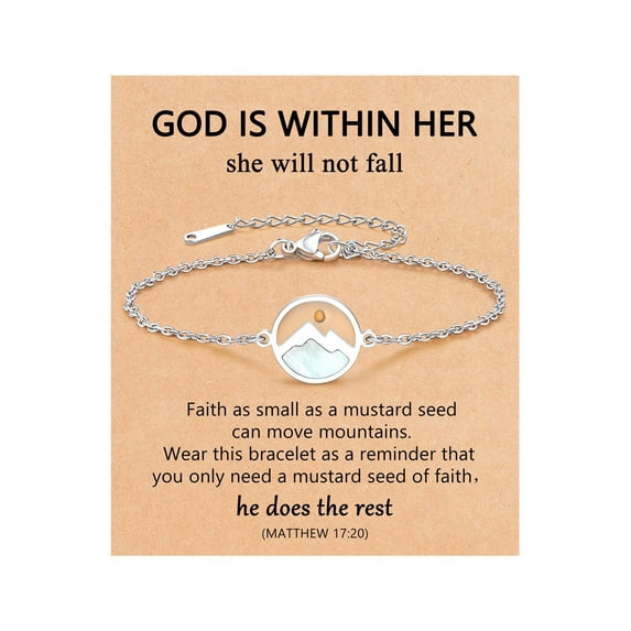 Top-kevin Silver Gold Move Mountains-Mustard Seed Link Bracelet Catholic Christian Easter Christmas Birthday Gifts for Women Her