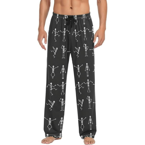 Top-kevin Skeleton Pajama Pants for Men PJs Bottoms Sleep Lounge Pants with Pockets, S M L XL XXL