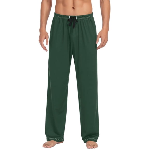 Top-kevin Solid Dark Green Pajama Pants for Men Pajama Bottoms Sleep Lounge Pjs Pants