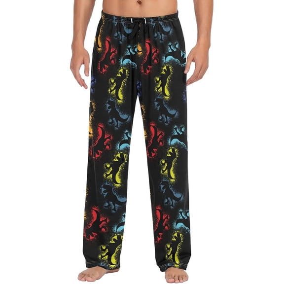 Top-kevin Soth Devil Plaid Pajama Pants for Men Comfort Sleep Lounge Bottoms Straight-fit with Pockets S-XXL