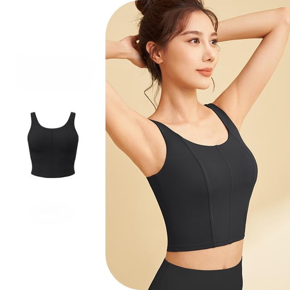 Top-kevin Sports Bra Womens Longline Padded Crop Tank Yoga Bras Workout Fitness Top