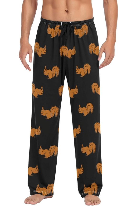 Squirrel Black Men's Pajama Pants Pjs Bottoms with Pockets Sleep Lounge Pants for Men