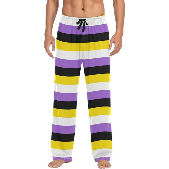 Top-kevin Strips Men's Pajama Pants Cartoon Dinosaur Pjs Bottoms with Pockets Sleep Lounge Pants for Men