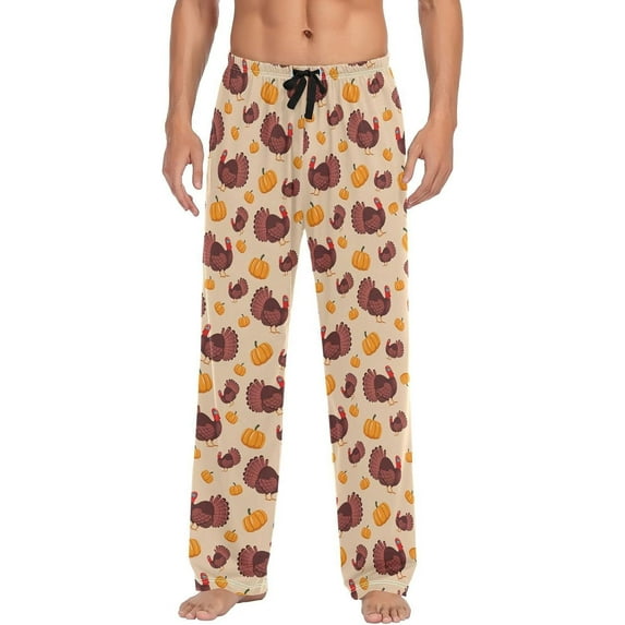 Top-kevin Thanksgiving Turkey Men's Pajama Pants Sleepwear Lounge Pajama Bottoms with Pockets, S M L XL XXL