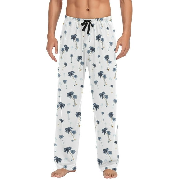 Top-kevin Topical Palm Trees Soft Mens Pajama Bottoms Men Pj Pants with Pockets Long S