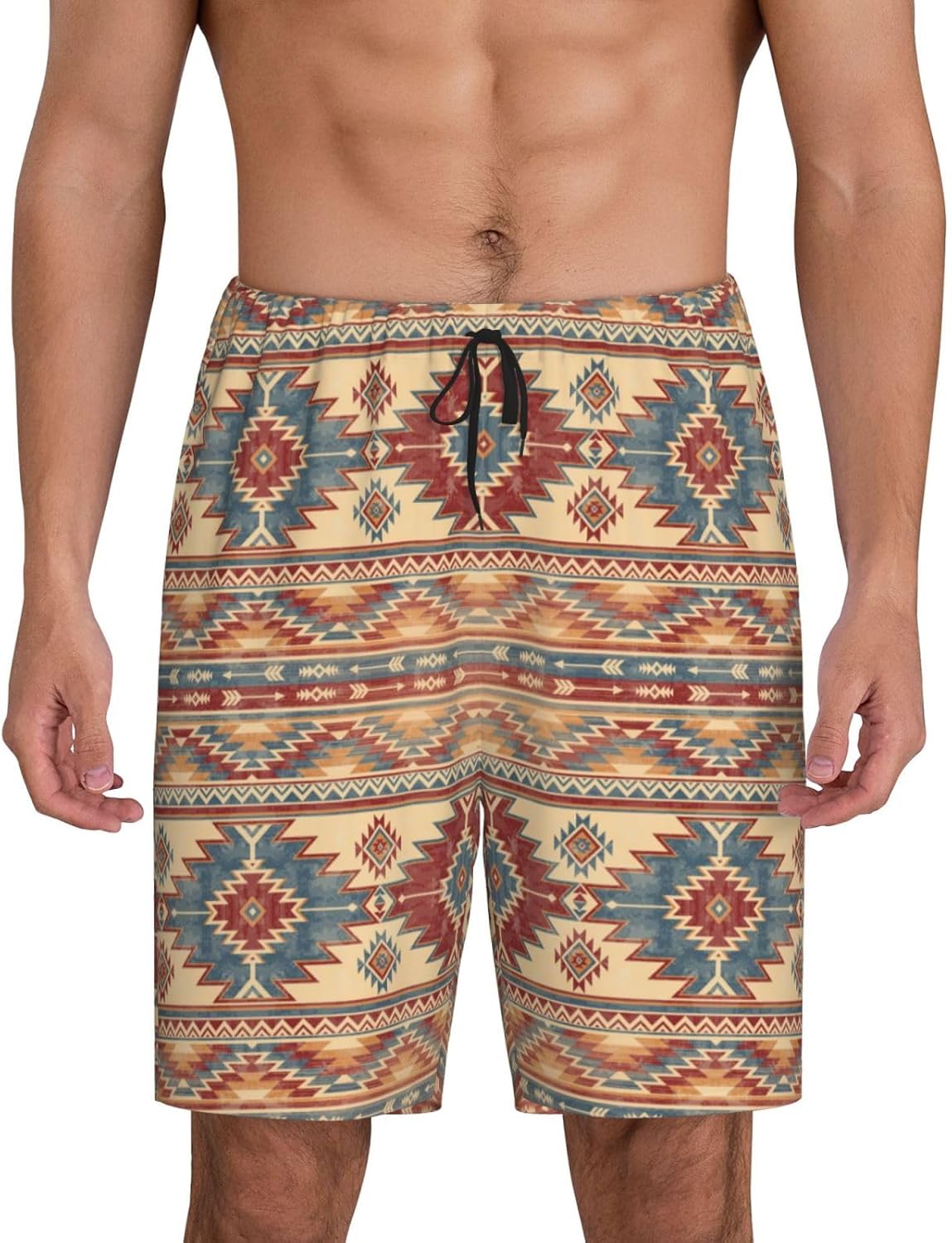 Colorful Neon Tribal Aztec Hand Drawn Men's Shorts