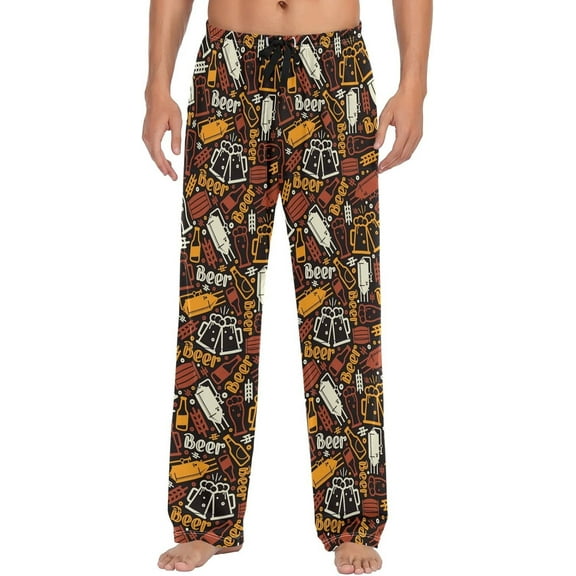 Top-kevin Turkey Print Pajama Pants for Men Comfort Sleep Lounge Bottoms Straight-fit with Pockets S-XXL