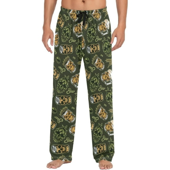 Top-kevin Turkey Print Pajama Pants for Men Comfort Sleep Lounge Bottoms Straight-fit with Pockets S-XXL