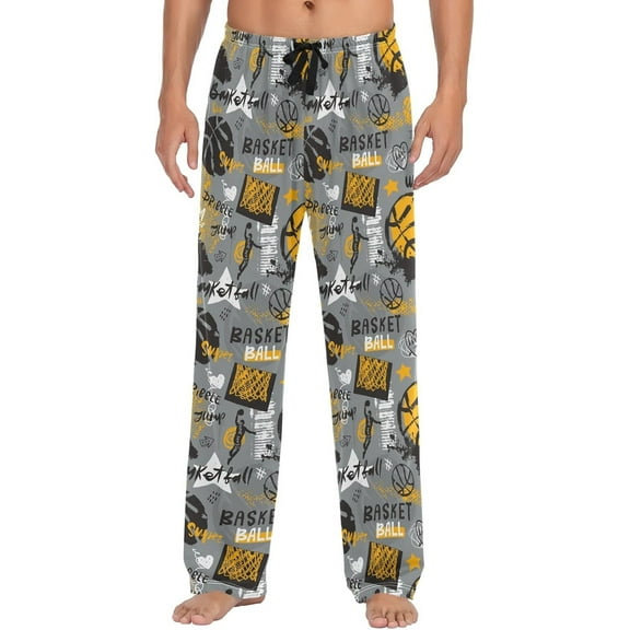Top-kevin Turkey Print Pajama Pants for Men Comfort Sleep Lounge Bottoms Straight-fit with Pockets S-XXL