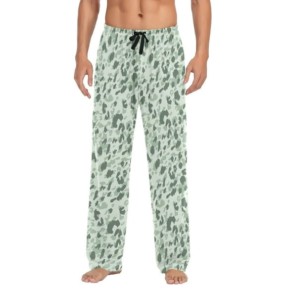 Top-kevin Turquoise Leopard Pattern Pajama Pants for Men Men's Pajama Pants Mens Pajama Bottoms with Drawstring