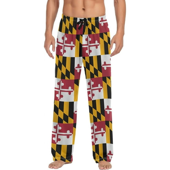 Top-kevin Us Maryland State Flag Men's Pajama Pants Sleepwear Lounge Pajama Bottoms with Pockets, S M L XL XXL