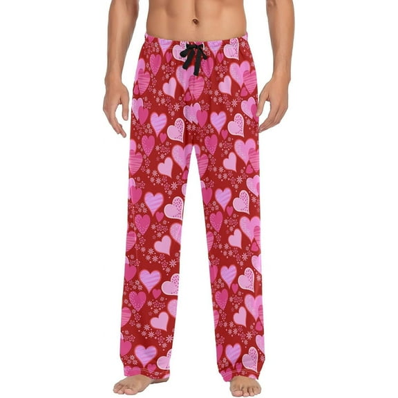 Top-kevin Valentine's Heart Pajama Pants Men's Pajama Bottoms Lounge Sleepwear PJs Casual Sleep Pants