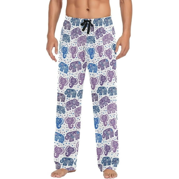 Top-kevin Vintage Elephant Pajama Pants Mens Lounge Pants Lightweight Men Pajama Bottoms with Pockets Drawstring
