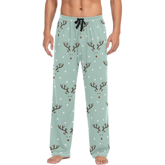 Top-kevin Winter Pink Reindeers Pajama Pants for Men Men's Pajama Pants Mens Pajama Bottoms with Drawstring