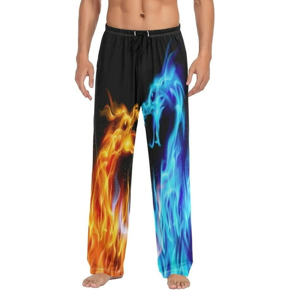 Top-kevin Wolf Pajama Pants Mens Lounge Pants Super Soft Men Pajama Bottoms with Pockets Drawstring