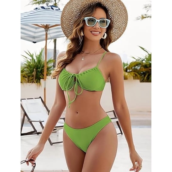 Top-kevin Women High Cut Bikini Sets String Sexy Swimsuit Two Piece Underwire Bathing Suit Brazilian Cheeky Cut Out Cute Swimwear
