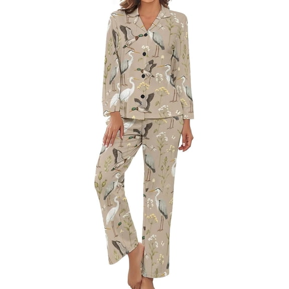 Top-kevin Women Long Sleeve Pajama Set Comfy Pjs Sets Bees Flowers Leaves Insects 2 Piece Lounge Set