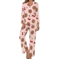 thumbnail image 1 of Top-kevin Women Long Sleeve Pajama Set Comfy Pjs Sets Cheetahs Leaping Purple Dots 2 Piece Lounge Set, 1 of 12