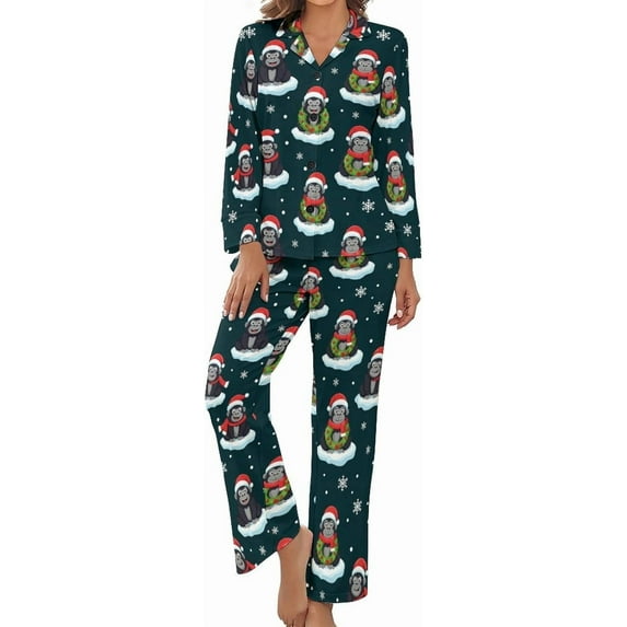 Top-kevin Women Long Sleeve Pajama Set Comfy Pjs Sets Hot Chocolate Mugs 2 Piece Lounge Set