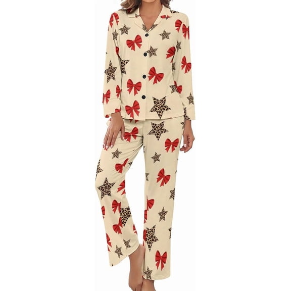 Top-kevin Women Long Sleeve Pajama Set Comfy Pjs Sets Skull Flower Pattern 2 Piece Lounge Set