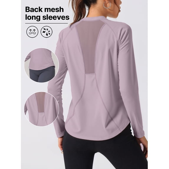 Top-kevin Women'S Long-Sleeve Sports Top with Mesh Back, Breathable Workout And Yoga Shirt, Suitable for Cycling, Fitness, Yoga, And Running.