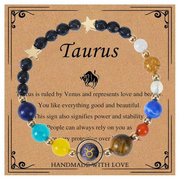 Top-kevin Women Solar System Bracelet Universe Galaxy The Eight Planets Guardian Star Natural Stone Beads Bracelet Bangle Gifts