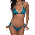 thumbnail image 1 of Top-kevin Women Solid Color Two Piece Swimsuit Sexy Swimwear Halter String Triangle Bikini Sets, 1 of 5