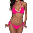 thumbnail image 1 of Top-kevin Women Solid Color Two Piece Swimsuit Sexy Swimwear Halter String Triangle Bikini Sets, 1 of 5
