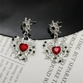 thumbnail image 1 of Top-kevin Women's Gothic Spiderweb Earrings - Heavy-Duty Halloween Party Jewelry with Heart Accent, Edgy Gothic Jewelry for Costume Parties, Casual Attire - Statement Making Spider Web Earring, 1 of 5