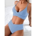 thumbnail image 1 of Top-kevin Women's High Waisted Bikini Sets Push Up Twist Front Spaghetti Straps Ruched Two Piece Swimsuit Bathing Suit, 1 of 11