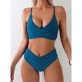 thumbnail image 1 of Top-kevin Women's High Waisted Bikini Sets Push Up Twist Front Spaghetti Straps Ruched Two Piece Swimsuit Bathing Suit, 1 of 11