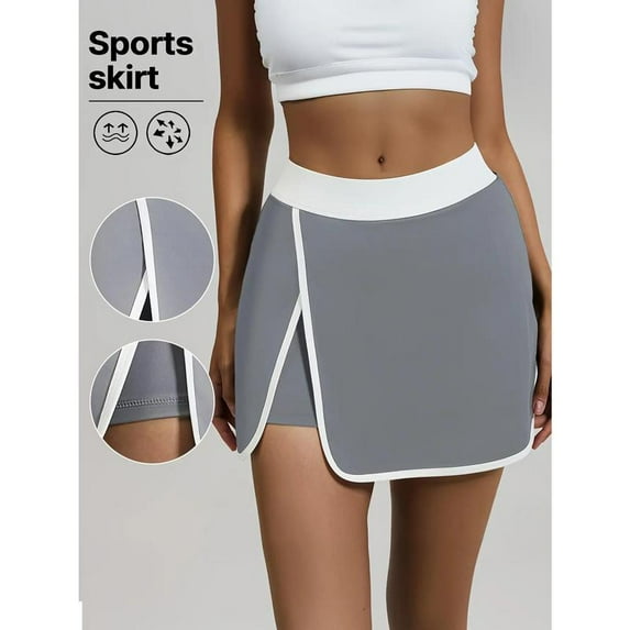 Top-kevin Women's High-Waisted Running Skirt with Built-in Shorts - Gym, Yoga, Cycling, Running Skirt - Non-See-Through Workout Skirt with Side Pockets