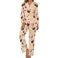 thumbnail image 1 of Top-kevin Women's Pajama Sets Cocktail Glasses Lemon Gold Long Sleeve Lounge Sets Pjs Sleepwear with Pockets, 1 of 12
