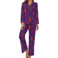thumbnail image 1 of Top-kevin Women's Pajama Sets Cocktail Glasses Lemon Gold Long Sleeve Lounge Sets Pjs Sleepwear with Pockets, 1 of 12