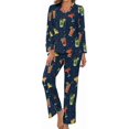 thumbnail image 1 of Top-kevin Women's Pajama Sets Cocktail Glasses Lemon Gold Long Sleeve Lounge Sets Pjs Sleepwear with Pockets, 1 of 12