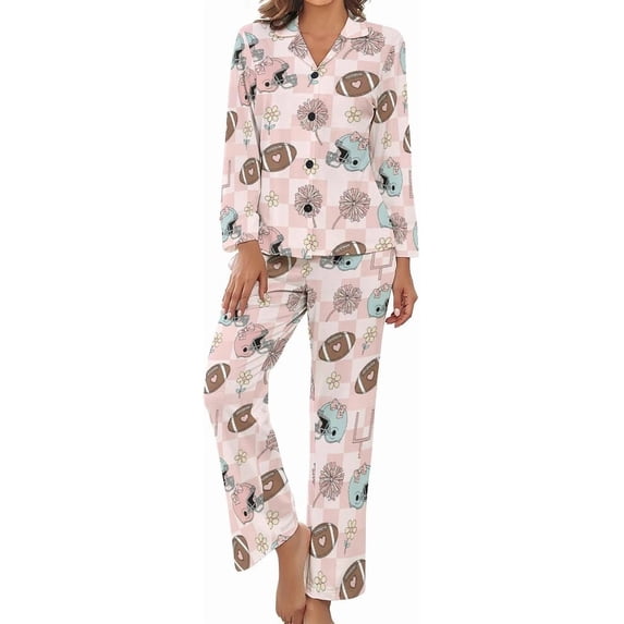 Top-kevin Women's Pajama Sets Leopard Floral Pattern Long Sleeve Lounge Sets Pjs Sleepwear with Pockets