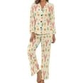 thumbnail image 1 of Top-kevin Women's Pajama Sets Pizza Slice Pattern Long Sleeve Lounge Sets Pjs Sleepwear with Pockets, 1 of 12