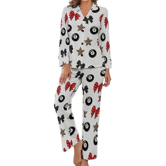 Top-kevin Women's Pajama Sets Snowy Branches Pattern Long Sleeve Lounge Sets Pjs Sleepwear with Pockets