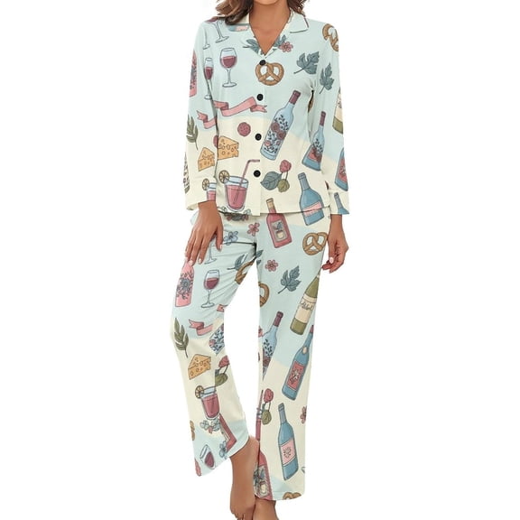 Top-kevin Women's Pajama Sets Witch Hats Bows Long Sleeve Lounge Sets Pjs Sleepwear with Pockets