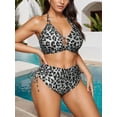 thumbnail image 1 of Top-kevin Women's Plus Size Leopard 2 Piece Bikini Sets Triangle Halter String Swimsuit, 1 of 8