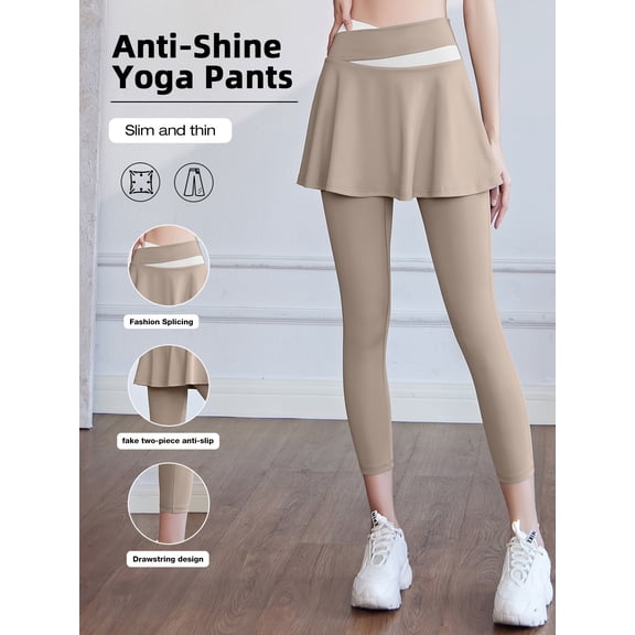 Top-kevin Women's Sports Skirt with Leggings Colorblocked Design for Running Golf and Gym