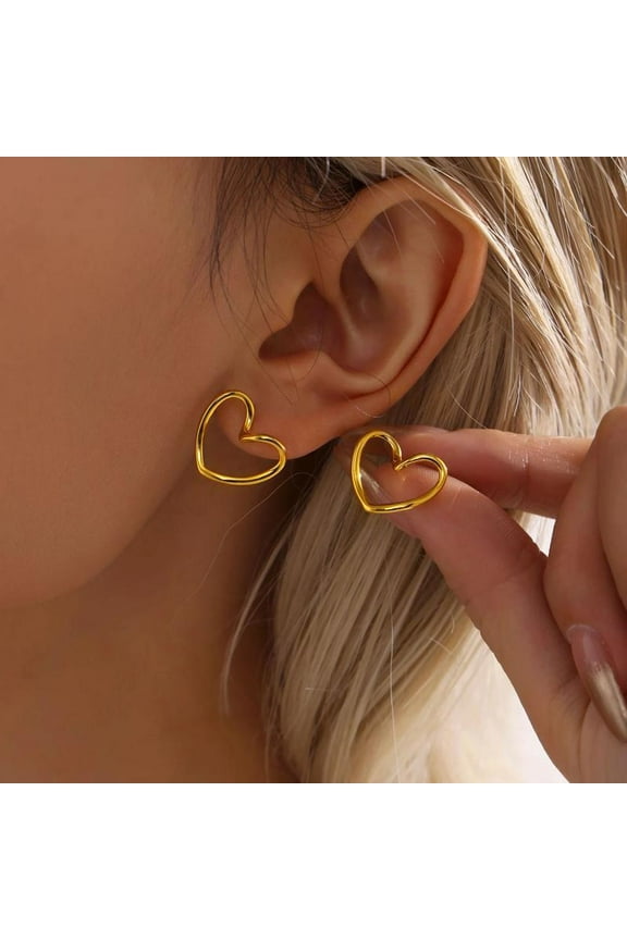 Women's Studs Earrings 14K Gold Plated Dainty Studs Earring Stainless Steel Hypoallergenic Earrings for Women Gifts