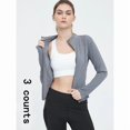 thumbnail image 1 of Top-kevin Women's Thumb Holes Solid Zip Up Mock Neck Spring Sports Jacket, Back To School Outfits, Fashion Long Sleeve Sports Outerwear for Tennis Pickleball Gym Yoga Workout Running, 1 of 10