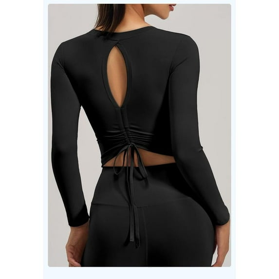 Top-kevin Women's Workout Top - Non-See-Through Tight-Fit Gym Shirt with Built-in Bra Pads, Long Sleeve Athletic Blouse for Running, Yoga, Cycling