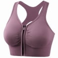 thumbnail image 1 of Top-kevin Women's Zip Front Sports Bras Wireless Padded Racerback Medium Support Post-Surgery Bra Yoga Exercise Athletic Bras, 1 of 12