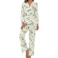 thumbnail image 1 of Top-kevin Womens Pajamas Set Christmas Bows And Stars Pattern Soft Long Sleeve Sleepwear Button Down Sets, 1 of 12