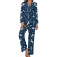 thumbnail image 1 of Top-kevin Womens Pajamas Set Christmas Bows And Stars Pattern Soft Long Sleeve Sleepwear Button Down Sets, 1 of 12