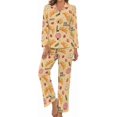thumbnail image 1 of Top-kevin Womens Pajamas Set Croissant Cinnamon Stick Soft Long Sleeve Sleepwear Button Down Sets, 1 of 6